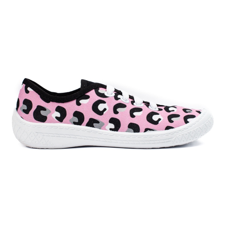 SHELOVET Tênis infantil com estampa leopardo 3F rosa