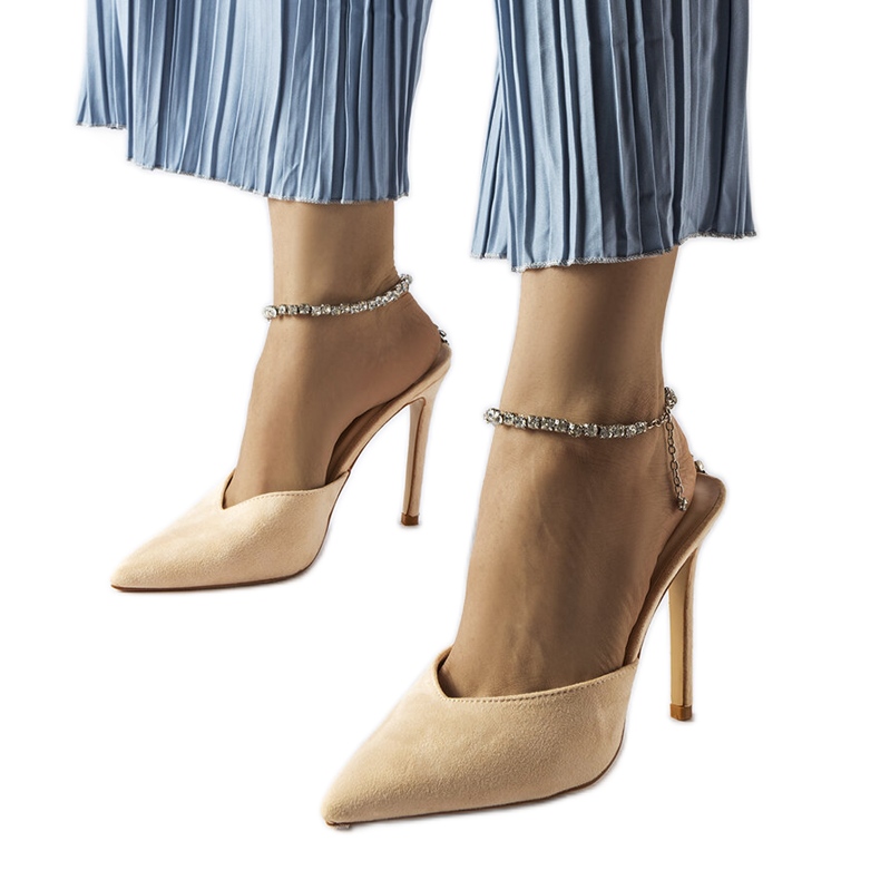 Sapatilha Claude bege com strass