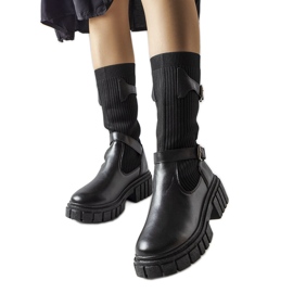 Botas elegantes pretas com parte superior elástica da Ida preto