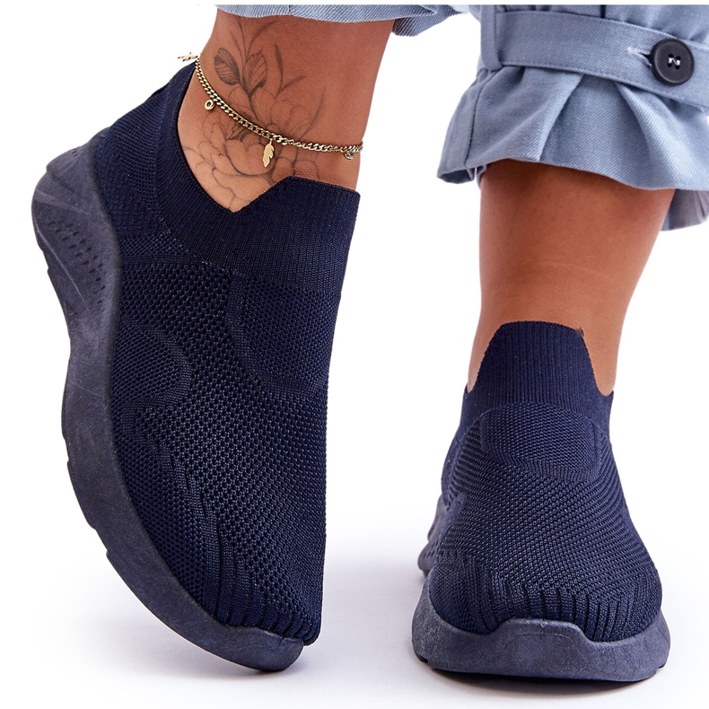 PG1 Sapatos esportivos femininos sem cadarço Navy Claris azul