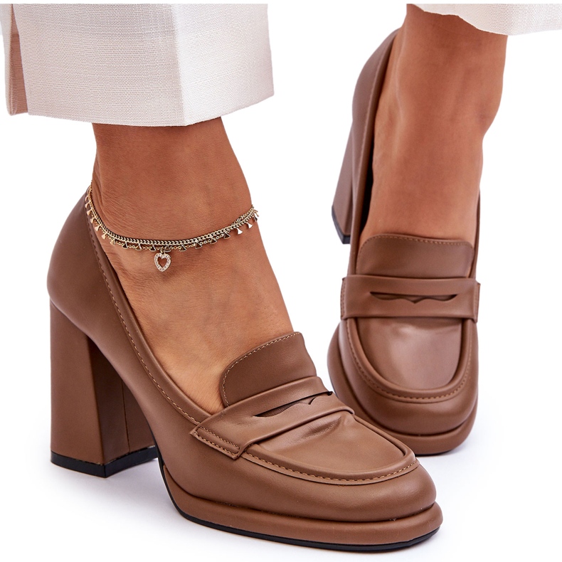 PS1 Sapatos da moda no salto marrom Florence castanho