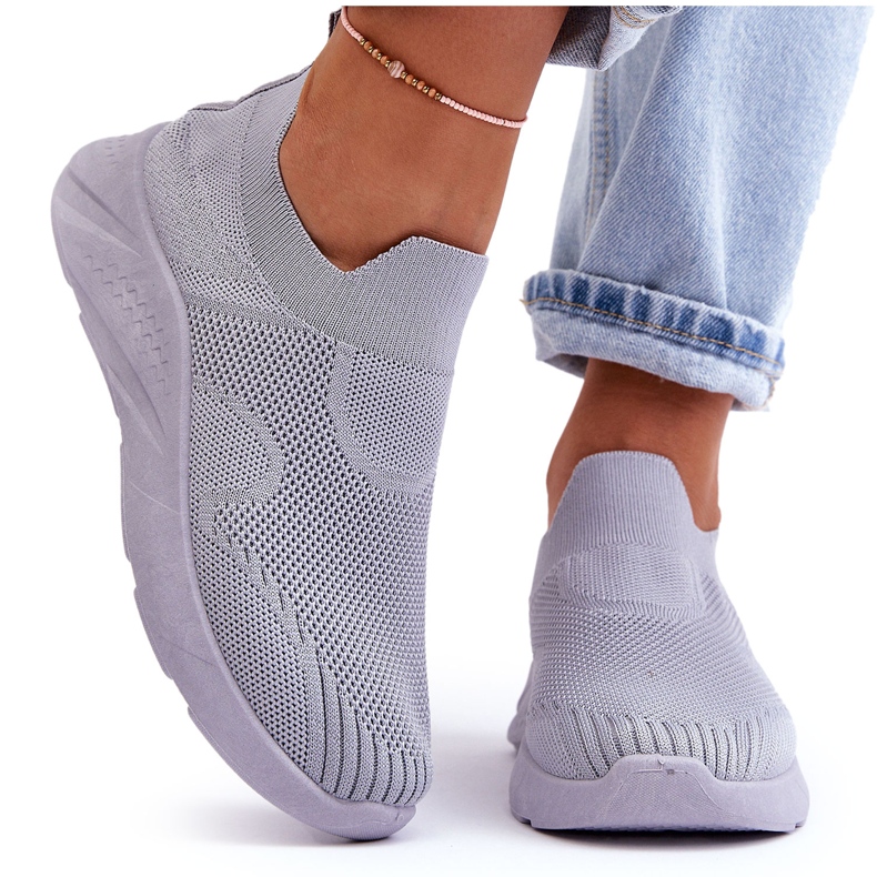 PG1 Sapatos esportivos femininos sem cadarço cinza Claris