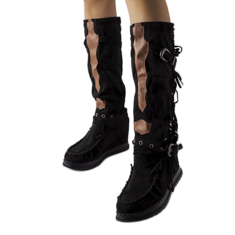 Inna Botas pretas com cunha interior Filiberta preto