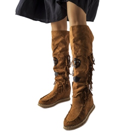 Inna Botas de cunha castanhas, Cascia marrom