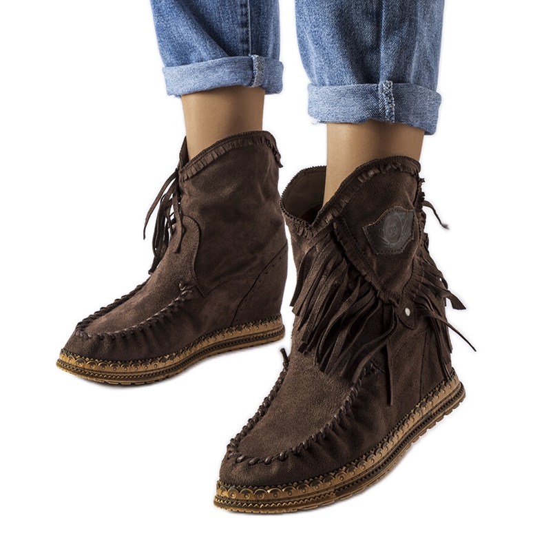 Inna Botas de cunha marrons, Giudice castanho