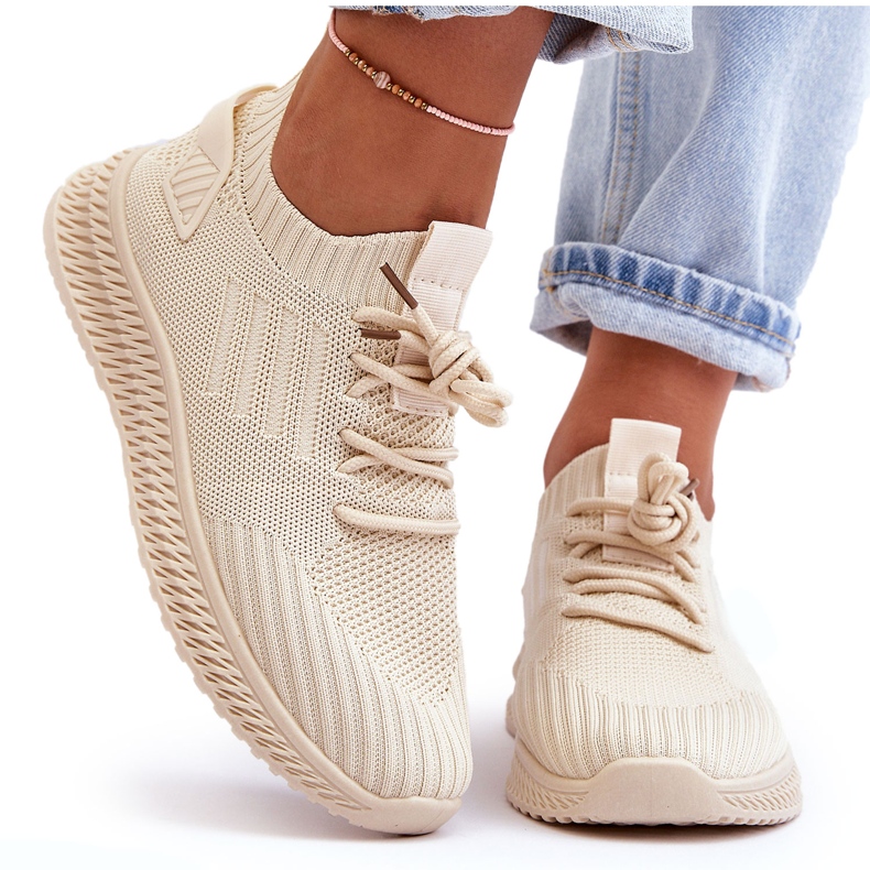 PG1 Sapatilhas têxteis femininas sem cadarço bege Zauna PG1 Sapatilhas têxteis femininas sem cadarço bege Zauna