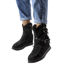 Inna Botas de cunha pretas, Teodata preto