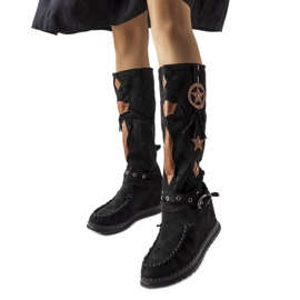Inna Botas estilo boho pretas, Putignano preto
