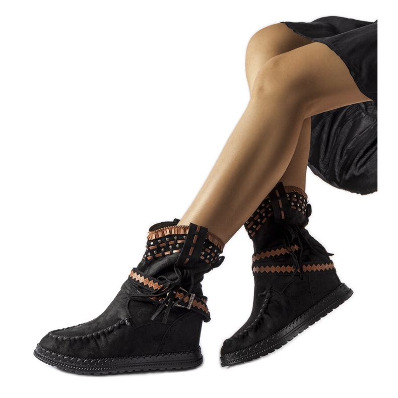 Inna Botas de cunha pretas, Beausoleil preto