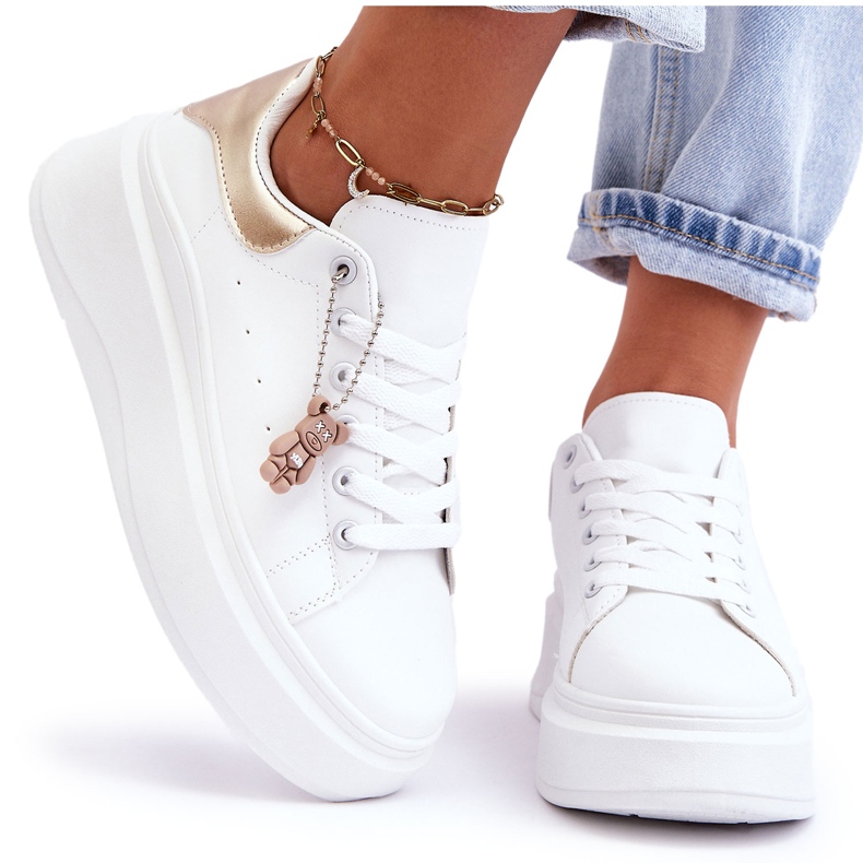 PS1 Sapatos esportivos femininos em plataforma maciça branco e dourado Mariell