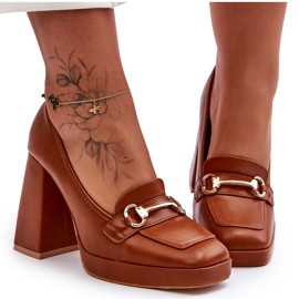 Sapatos de couro Camel Rouse da moda marrom