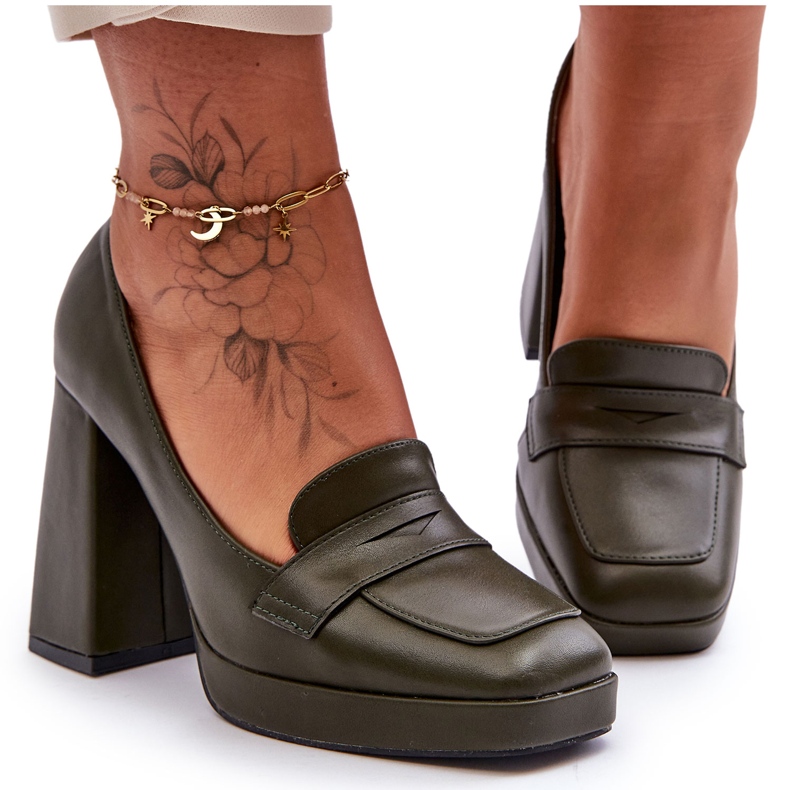 Bombas de salto alto verde Alisa