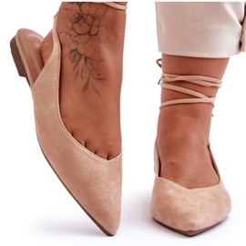 PG1 Sabrinas femininas de camurça com amarração Nude Lilly Ann bege