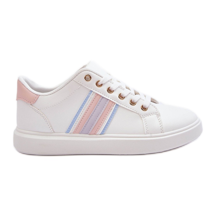 PG1 Sapatos esportivos femininos de couro branco e rosa Rilee