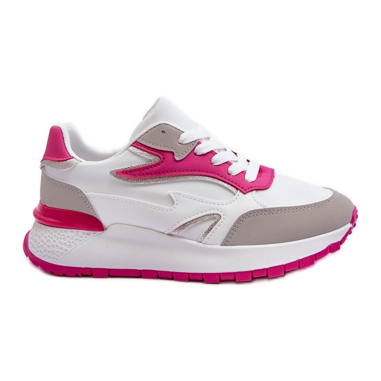 PG1 Sapatos esportivos femininos com plataforma branco e rosa Henley
