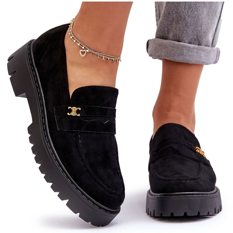 PS1 Mocassins de camurça com decoração Esperta preta preto