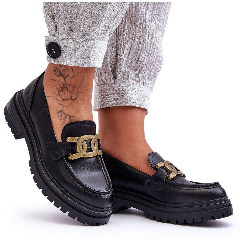 PG1 Mocassim Plataforma Feminino com Decoração Preto Ameg