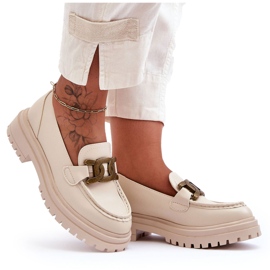 PG1 Mocassim Feminino Na Plataforma Com Decoração Bege Ameg