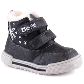 Botas de neve botas infantis de inverno isoladas com velcro Big Star KK374191 preto