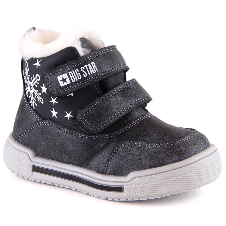 Botas de neve botas infantis de inverno isoladas com velcro Big Star KK374191 preto
