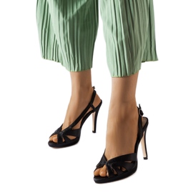 Sandália de salto alpaca preta preto