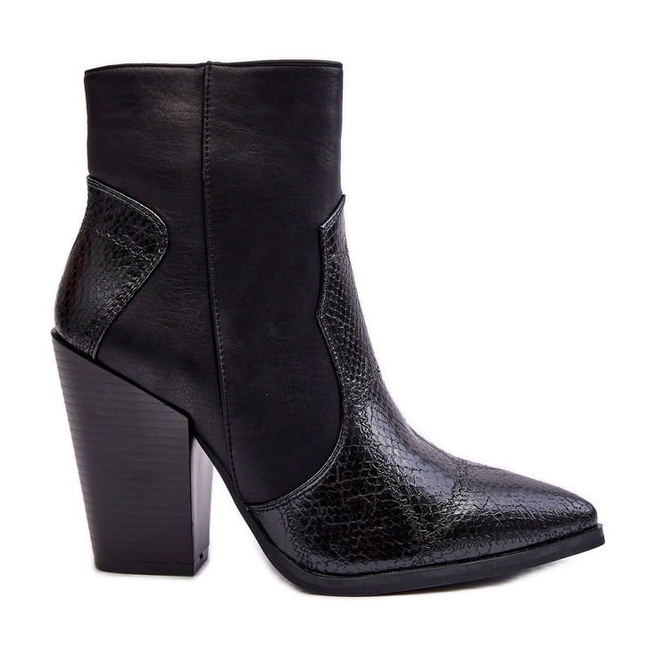 Botas femininas de couro Cowboy Preto Fiorene