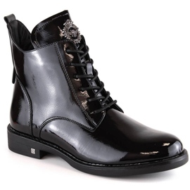 Bota laqueada com cadarço e zíper Potocki W WOL171A preta preto