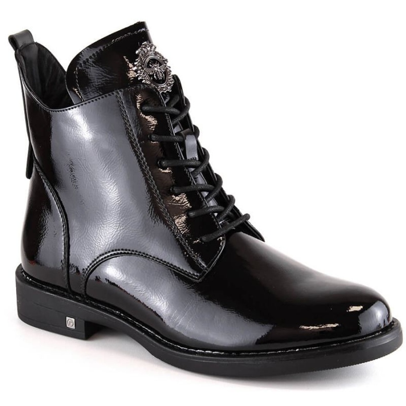 Bota laqueada com cadarço e zíper Potocki W WOL171A preta preto