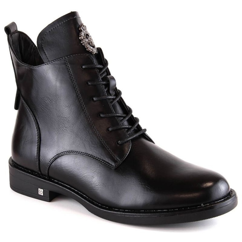 Bota com cadarço e zíper Potocki W WOL171B preta preto