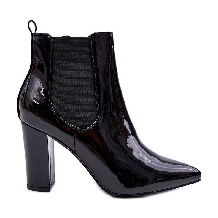 Botas Laqueadas com Salto Preto Evita