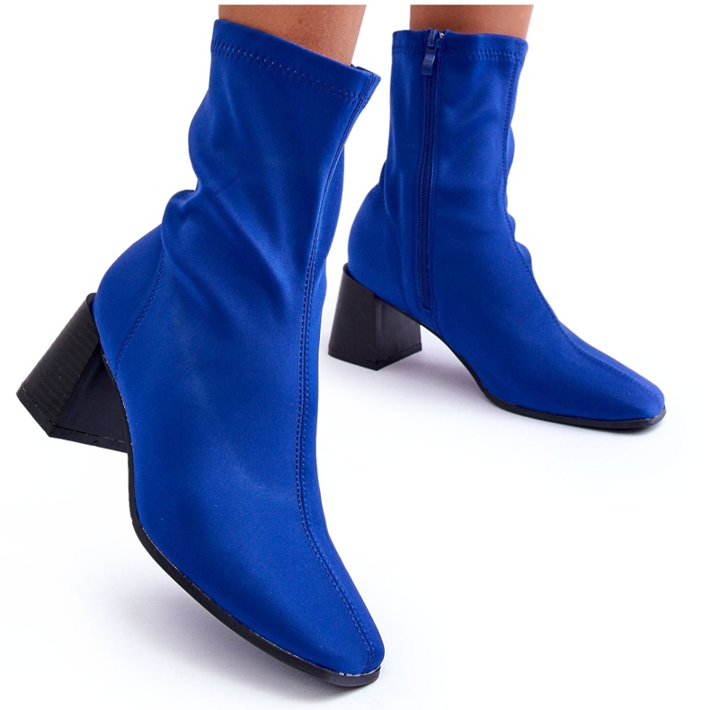 Botas azuis de tecido Amisa com zíper azul