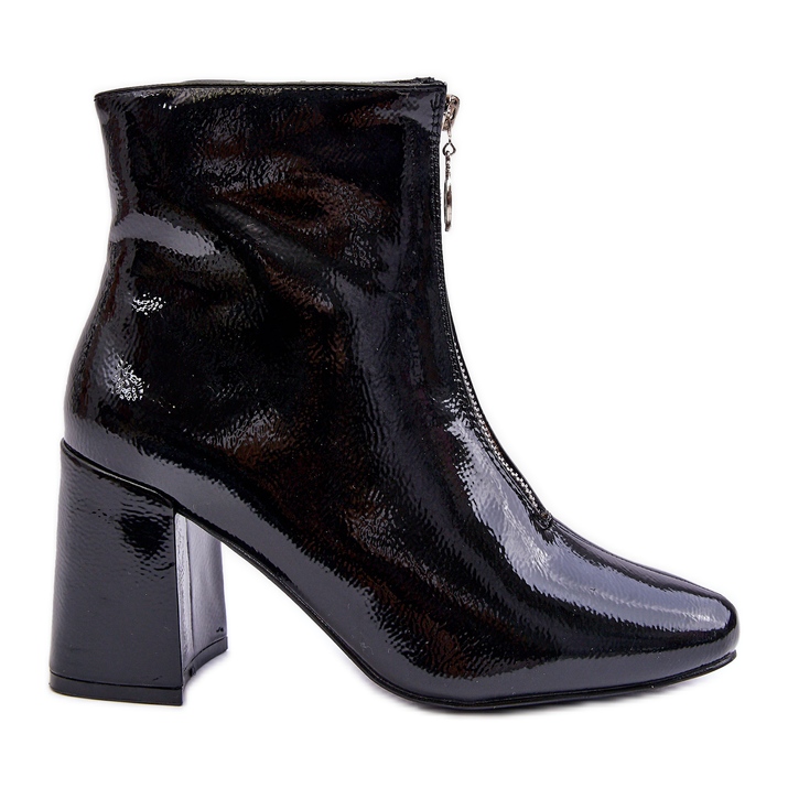 Botas Laqueadas Com Zíper Decorativo Preto Sevil