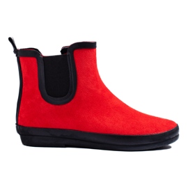W. Potocki Botas de camurça isoladas vermelhas de borracha, Potocki vermelho