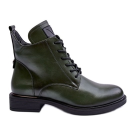 Vinceza Botas femininas de trabalho em couro verde Tedrick