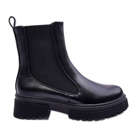 FD1 Botas Jodhpur Clássicas de Couro Preto Isminna