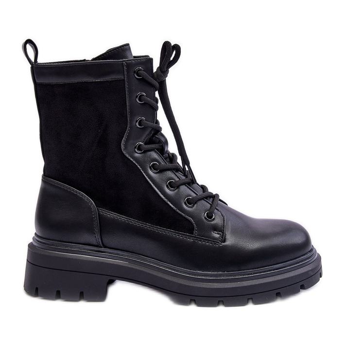 FD1 Botas Femininas de Trabalho em Couro Preto Faustina