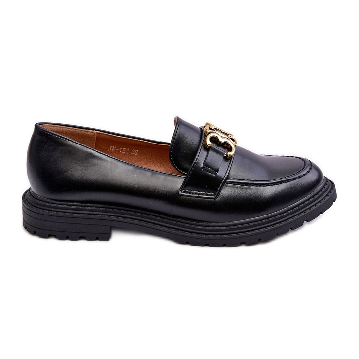 PS1 Mocassim feminino salto baixo preto Sincias