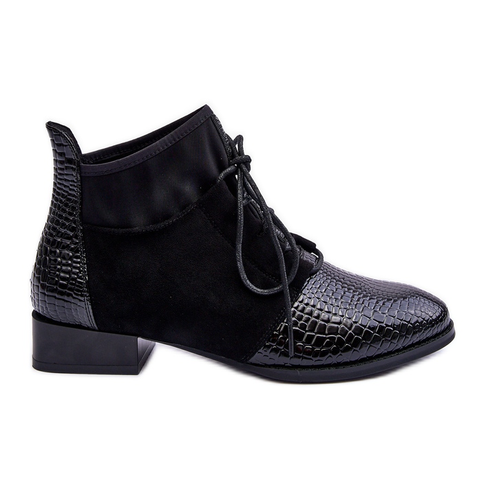 Botas femininas de salto baixo preto S.Barski 259-1