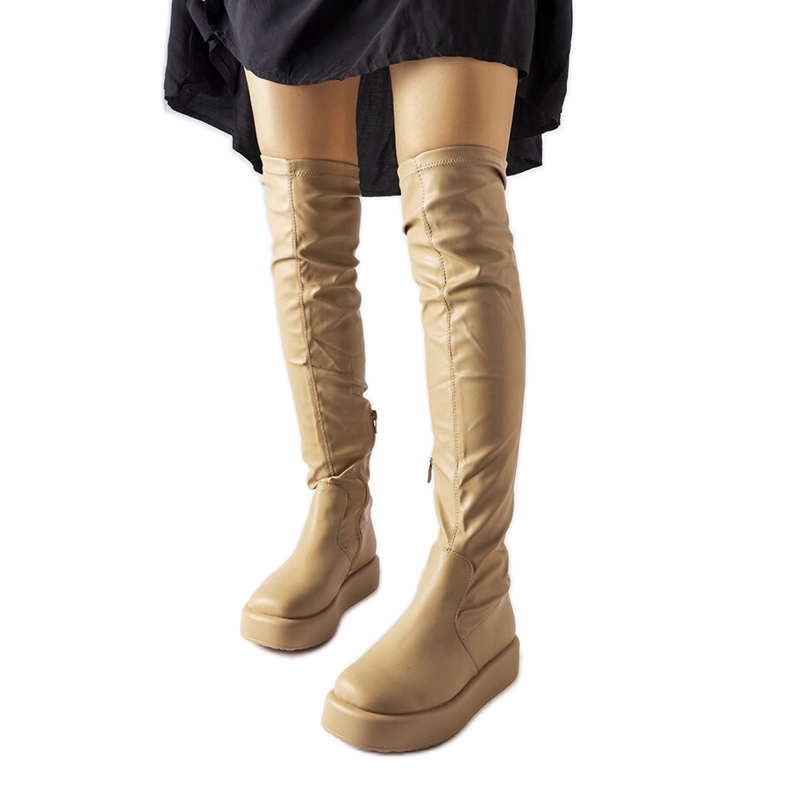 Bota over the knee bege, Flaviana