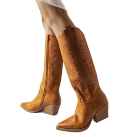 Botas cowboy com recortes marrons, Fiorella marrom