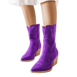 Botas de caubói com recortes violetas, Cieco roxo