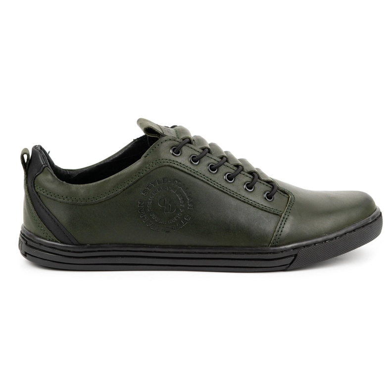 Polbut Sapatos de couro masculinos casuais 2121/2 caqui verde
