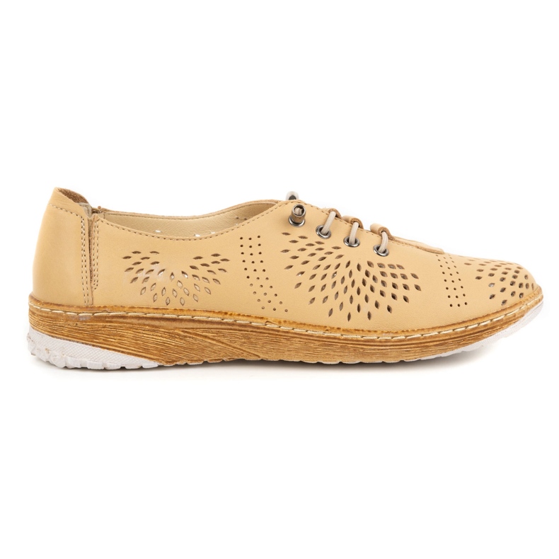 WASAK Sapatos femininos de couro vazados 0626W safari bege