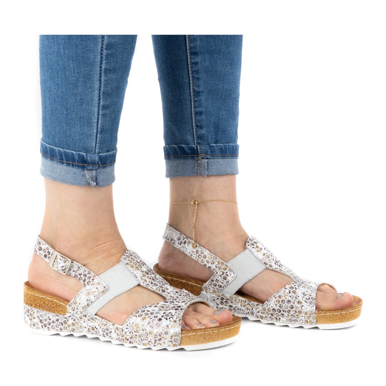 WASAK Sandálias cómodas de mulher em pele 0622W cinza