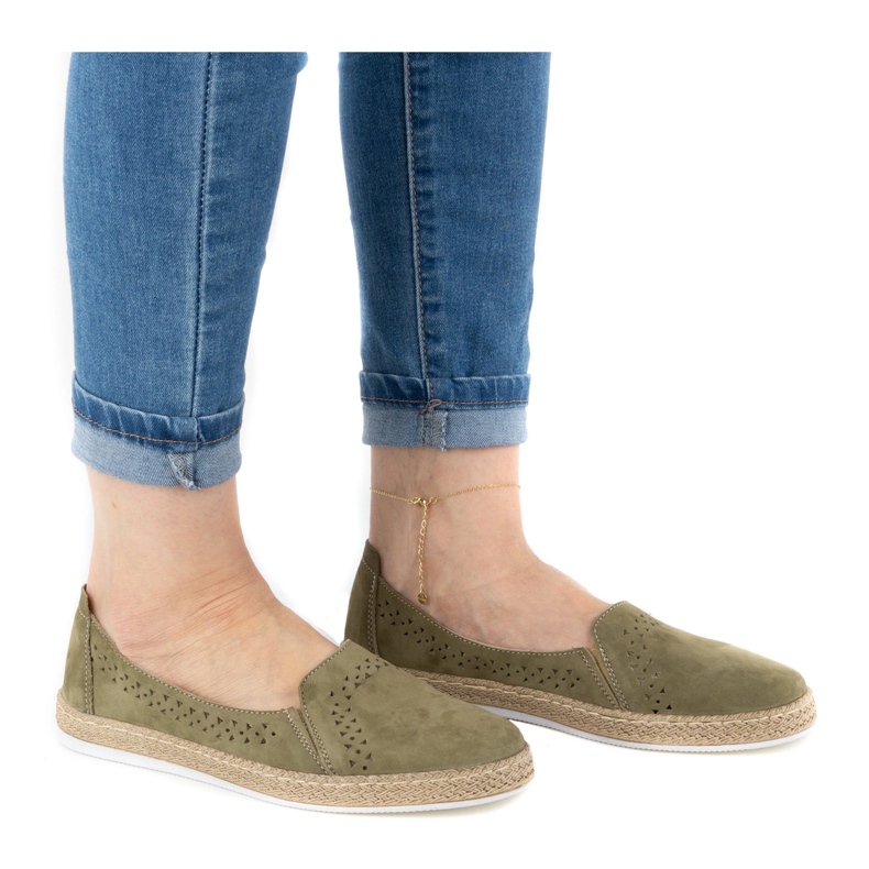 WASAK Sapatos de mulher alpargatas em pele 0646W verde