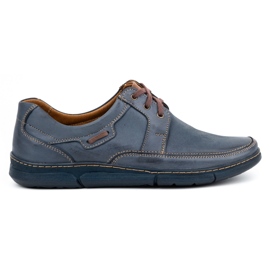 Olivier Sapatos de homem em pele com atacadores 60K azul marinho