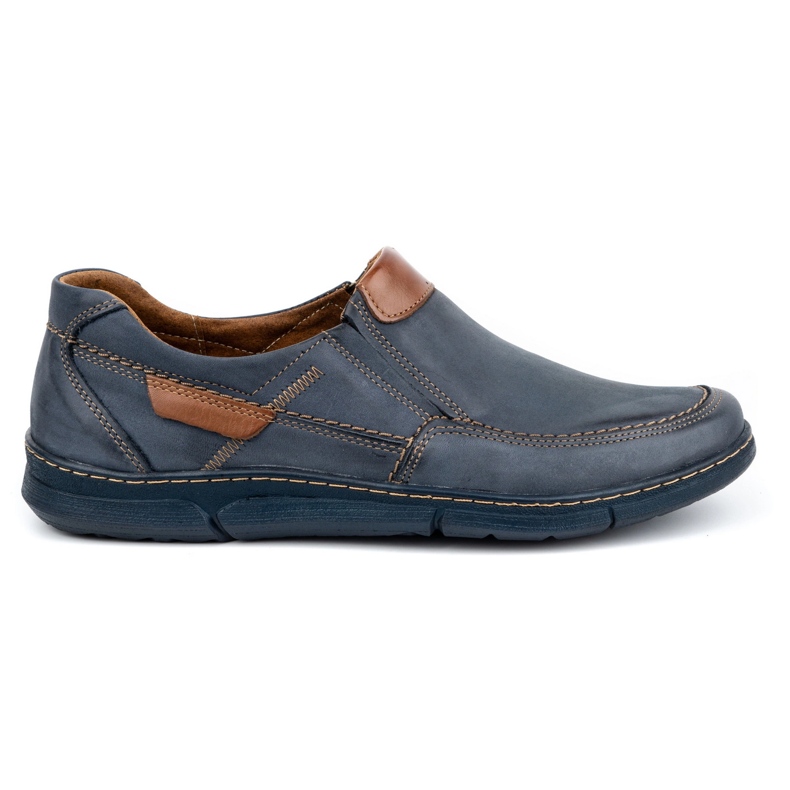 Olivier Sapatos de homem em pele tipo slip-on 62K azul marinho