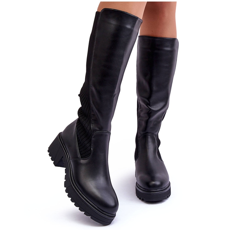 Botas pretas de couro Fenwell acima do joelho preto