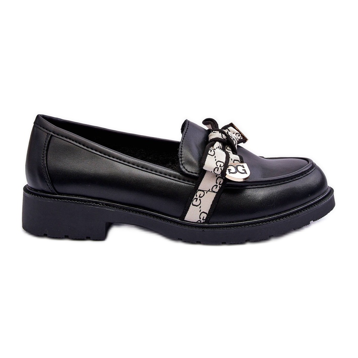 Mocassim feminino de couro preto S.Barski HY330