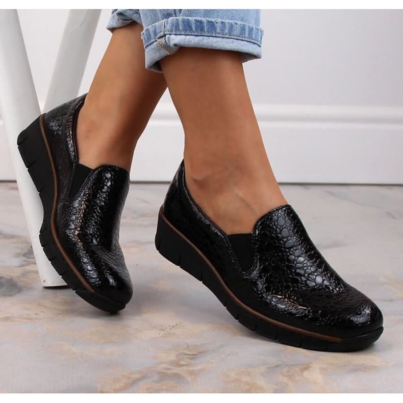 Sapatos confortáveis Rieker W RKR166C crocodilo preto